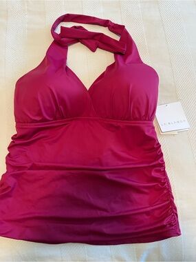 La Blanca Deep Pink Halter Tankini Top